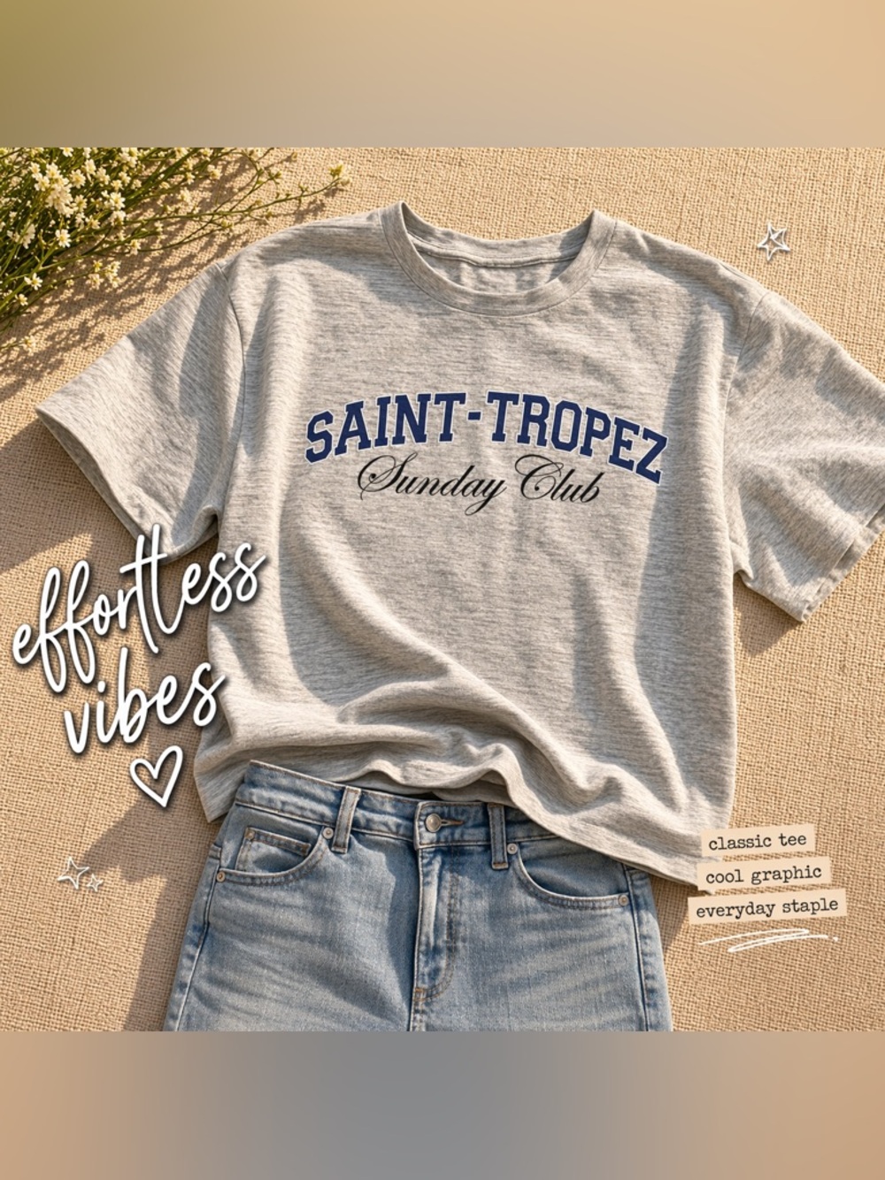 H&M Heather Gray Tee with Subtle White Tag Detail